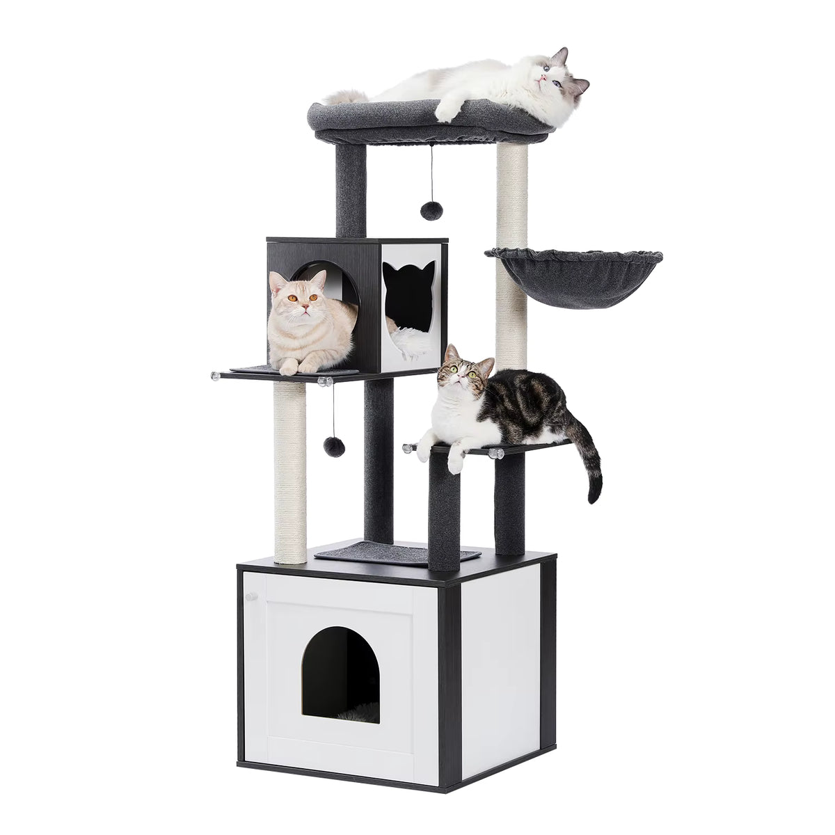 Arbre à chat bois 2-en-1 avec litière | Duo