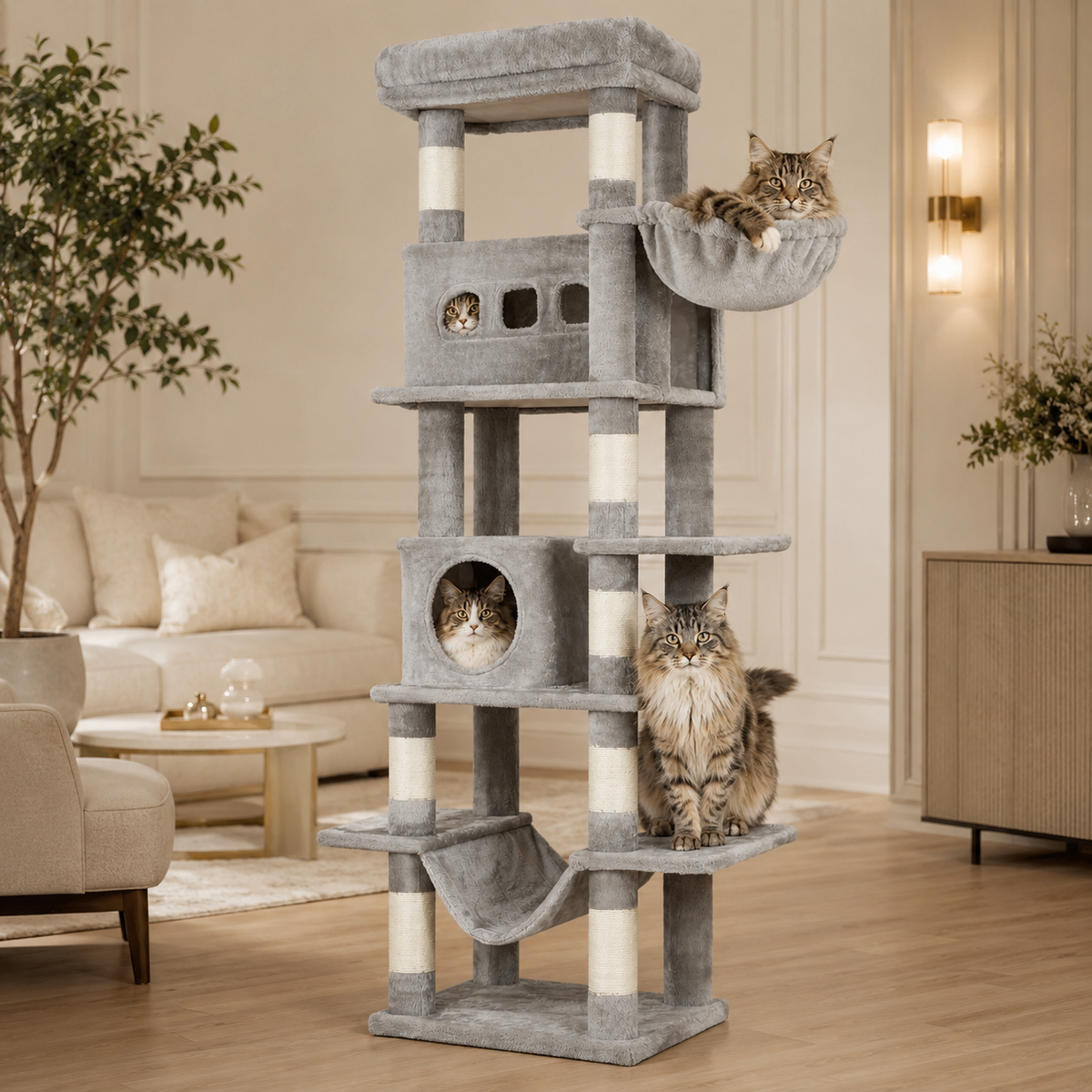 Arbre à chat XXL Maine Coon avec hamacs | Royal Plus