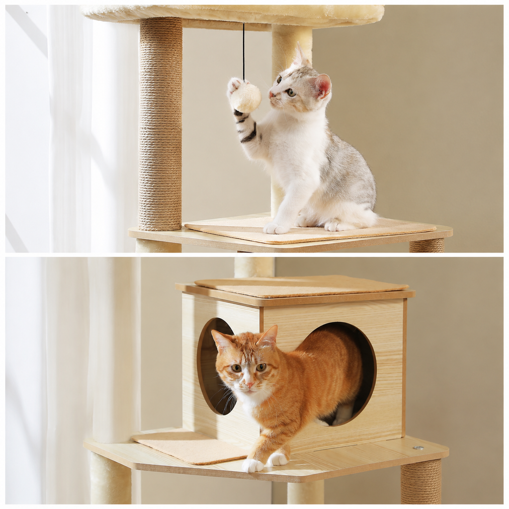 Arbre à chat en bois naturel | Nature