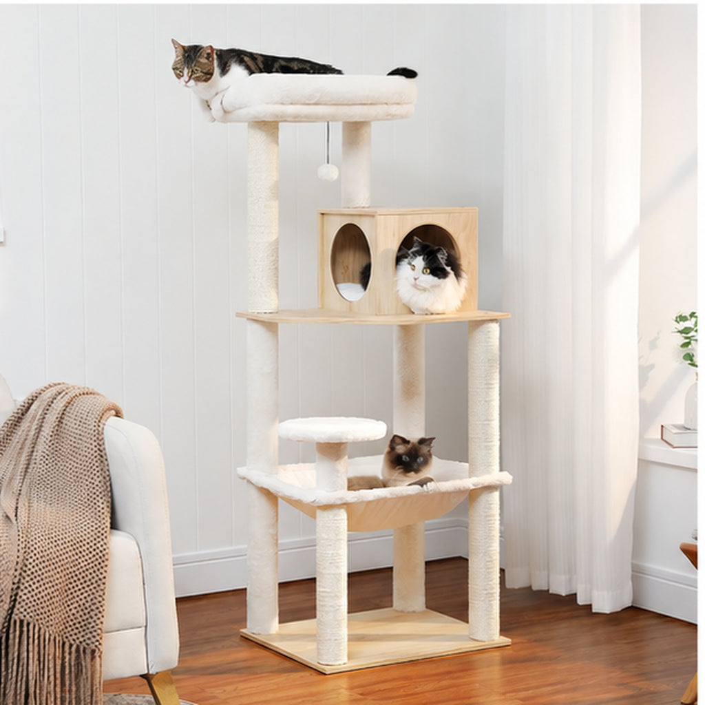Arbre à chat en bois naturel | Nature